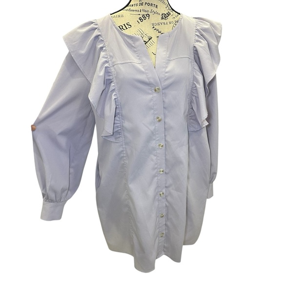 Entro Lavender Button-Up Dress with Ruffle Trim - Picture 10 of 11